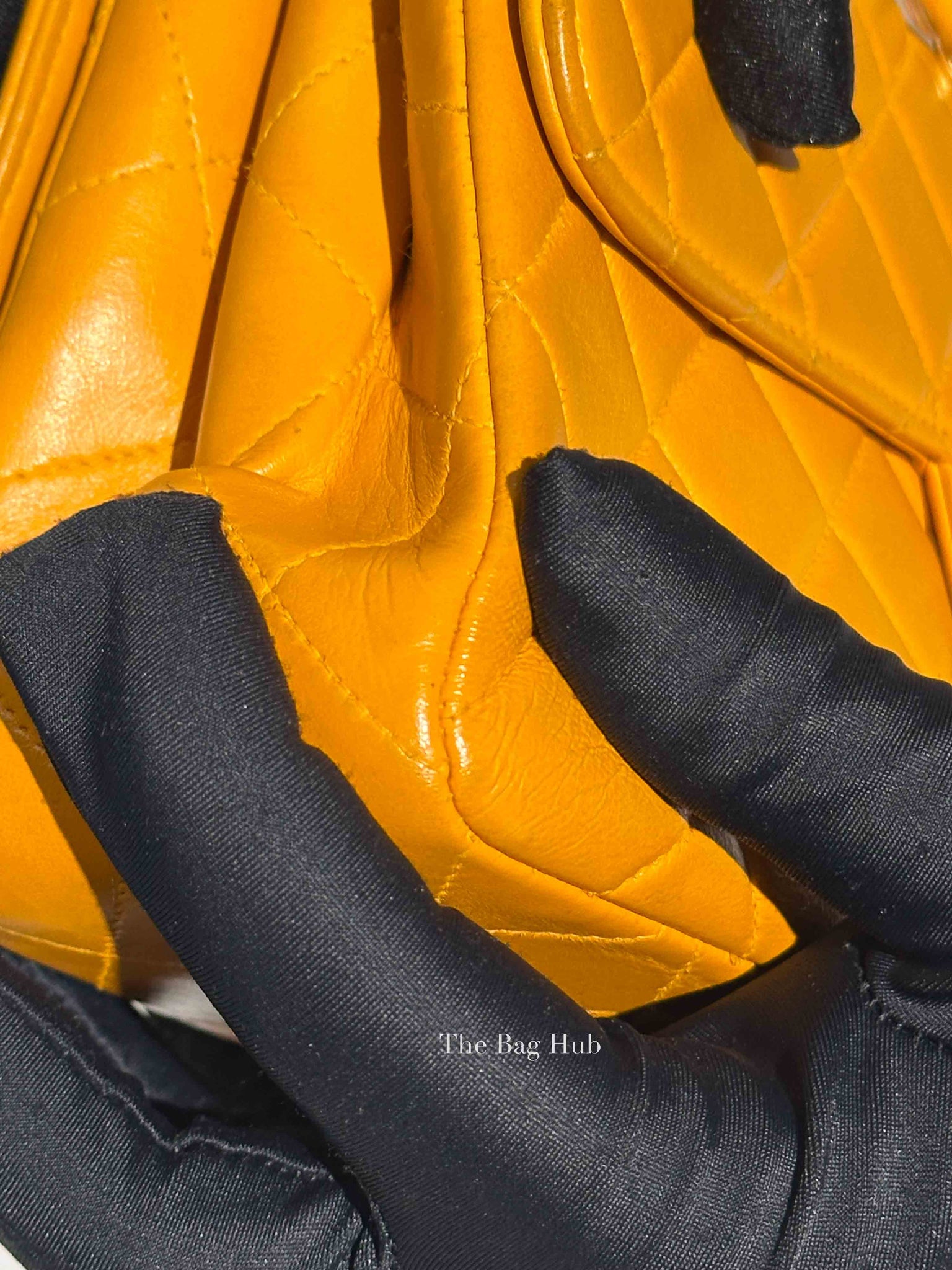 Chanel Mustard Lambskin Classic Double Sided Chain Flap Bag