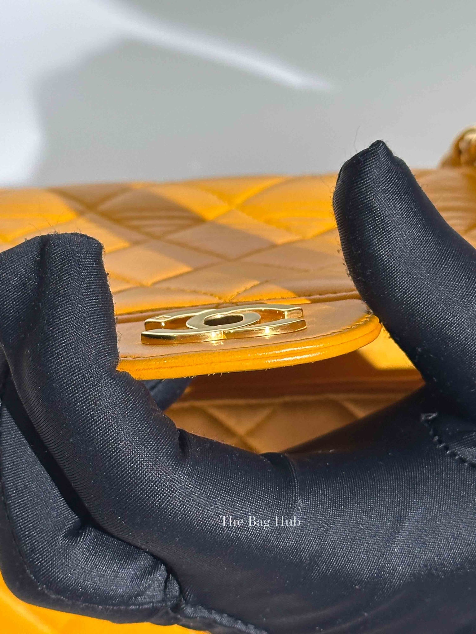 Chanel Mustard Lambskin Classic Double Sided Chain Flap Bag