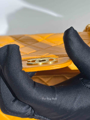 Chanel Mustard Lambskin Classic Double Sided Chain Flap Bag