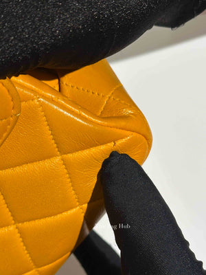 Chanel Mustard Lambskin Classic Double Sided Chain Flap Bag