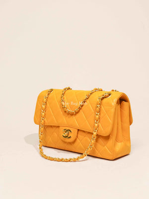 Chanel Mustard Lambskin Classic Double Sided Chain Flap Bag