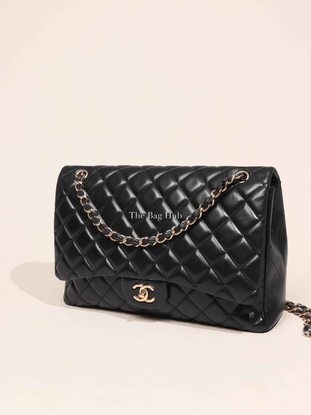 Chanel Black Lambskin Maxi Classic Double Flap Bag