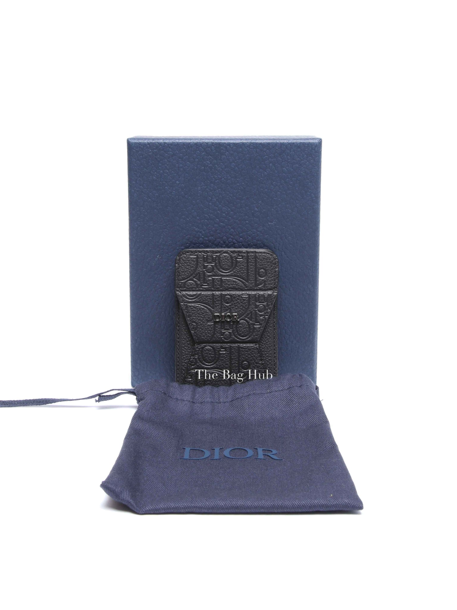 Dior Black Leather Card Holder with Magnetic Phone Stand