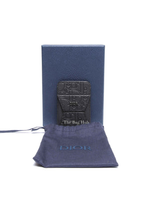 Dior Black Leather Card Holder with Magnetic Phone Stand
