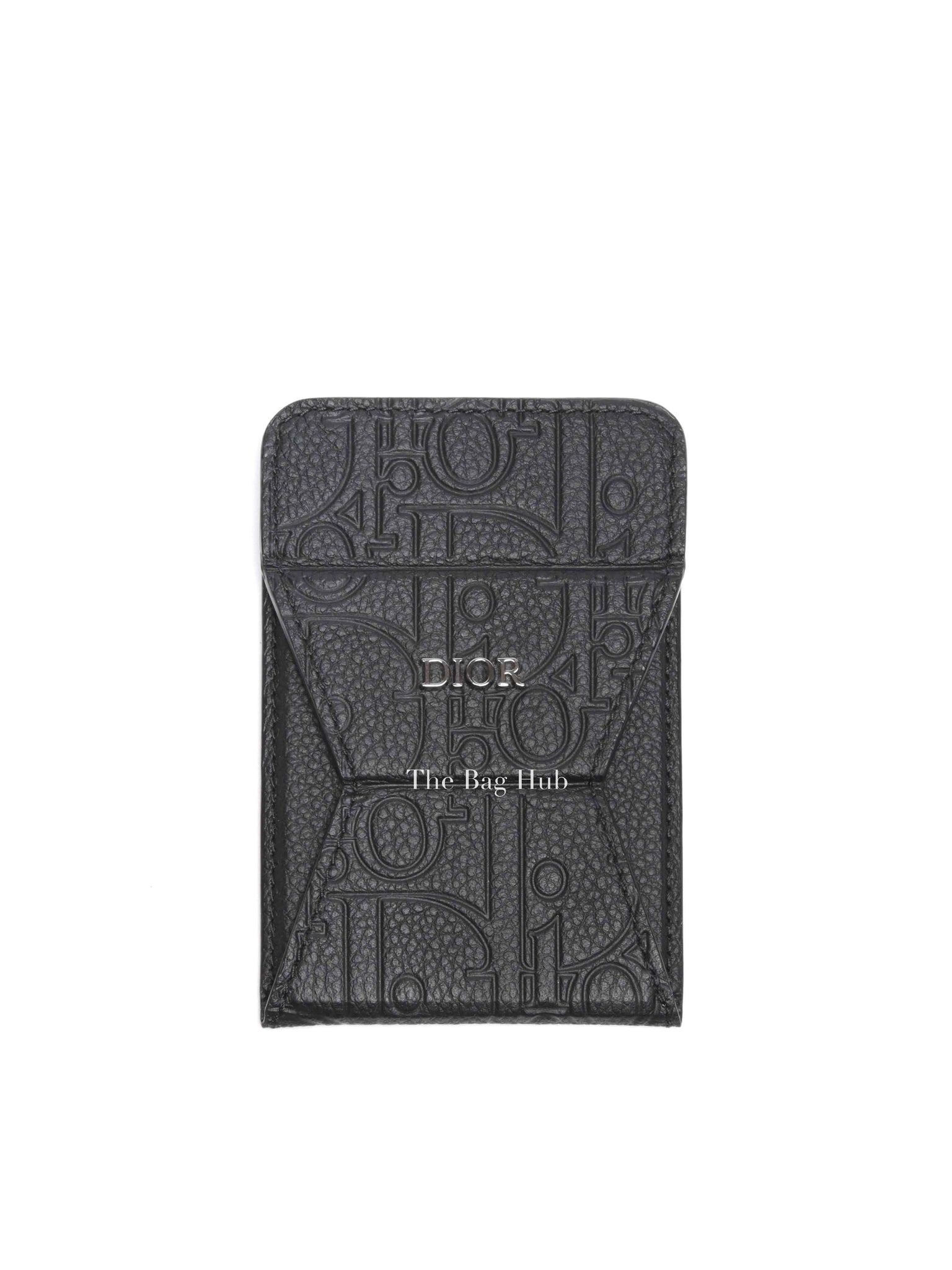 Dior Black Leather Card Holder with Magnetic Phone Stand