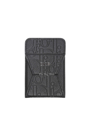 Dior Black Leather Card Holder with Magnetic Phone Stand