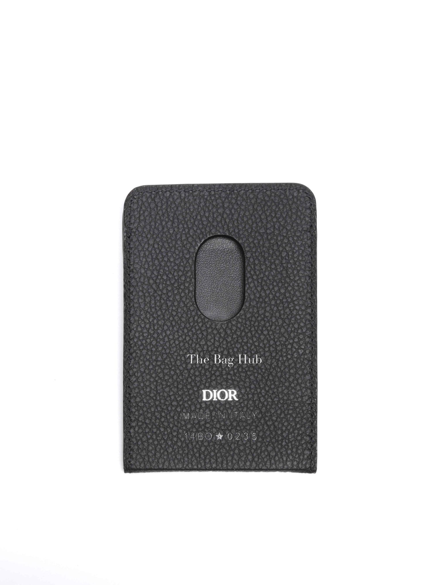 Dior Black Leather Card Holder with Magnetic Phone Stand