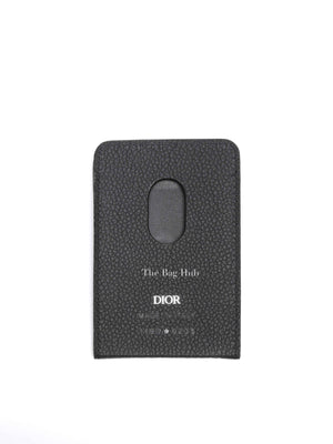 Dior Black Leather Card Holder with Magnetic Phone Stand