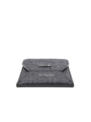 Dior Black Leather Card Holder with Magnetic Phone Stand