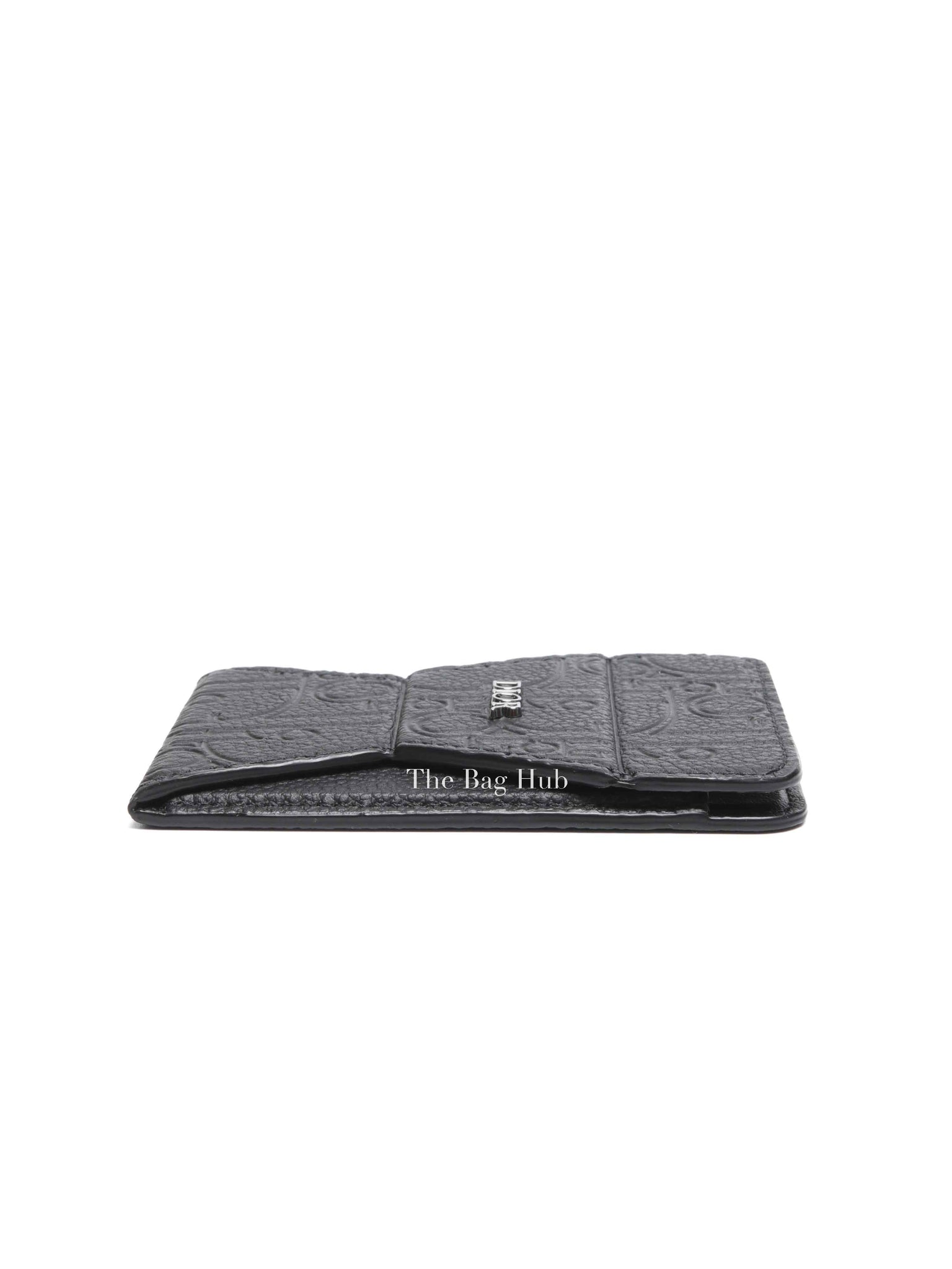 Dior Black Leather Card Holder with Magnetic Phone Stand