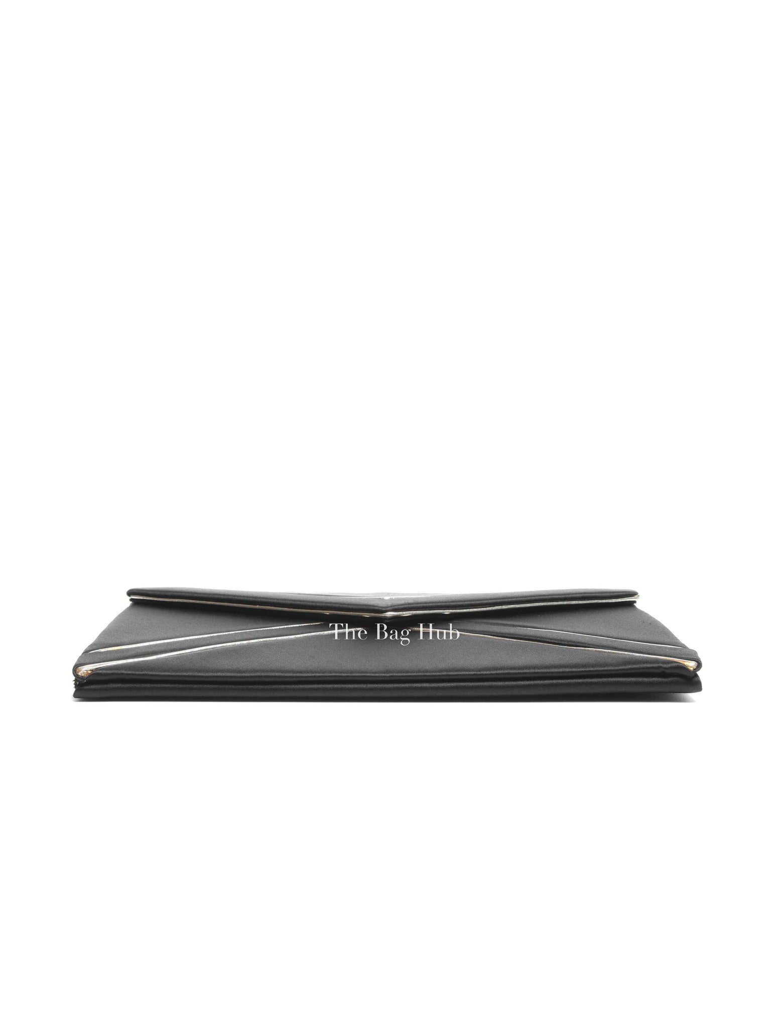 Saint Laurent Black Fabric Envelope Clutch Bag