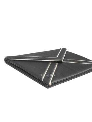 Saint Laurent Black Fabric Envelope Clutch Bag