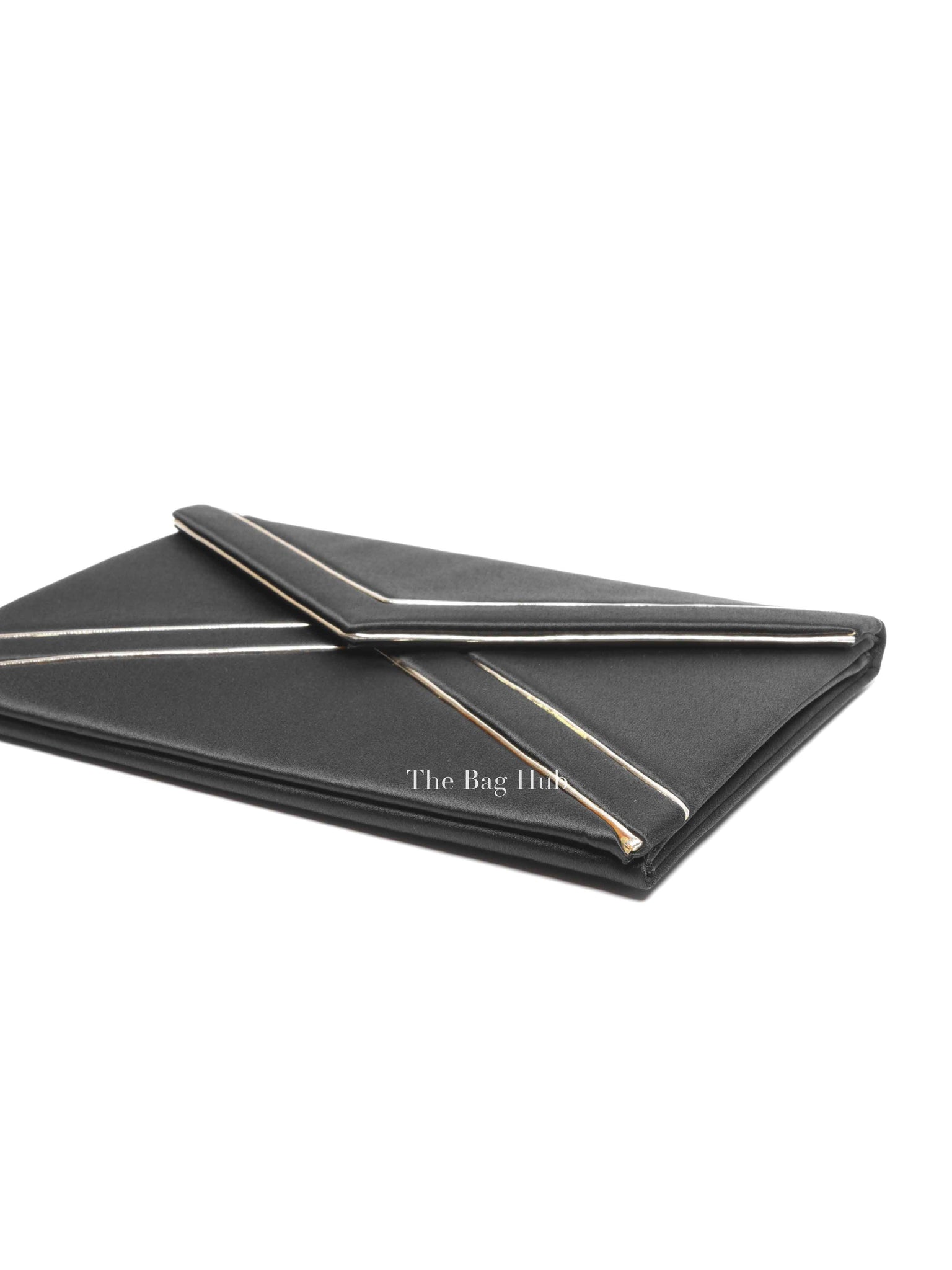 Saint Laurent Black Fabric Envelope Clutch Bag