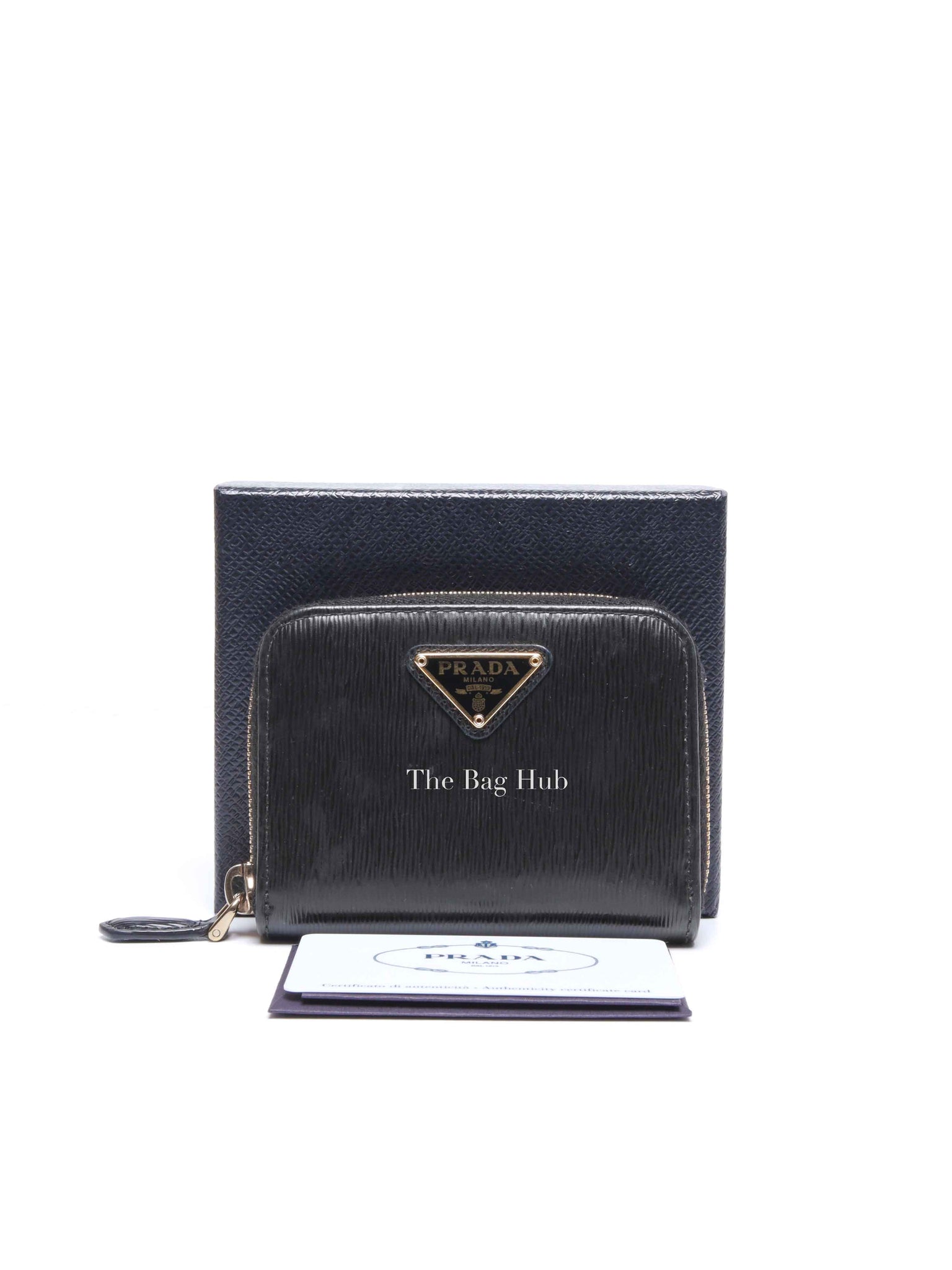 Prada Black Leather Coin Purse Wallet 1MM268