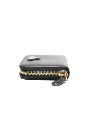 Prada Black Leather Coin Purse Wallet 1MM268