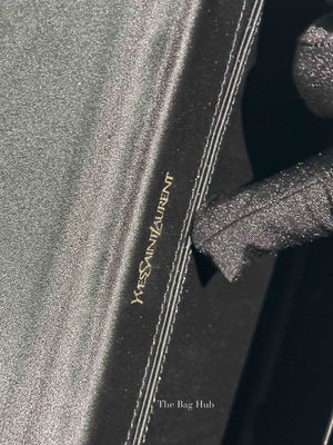 Saint Laurent Black Fabric Envelope Clutch Bag