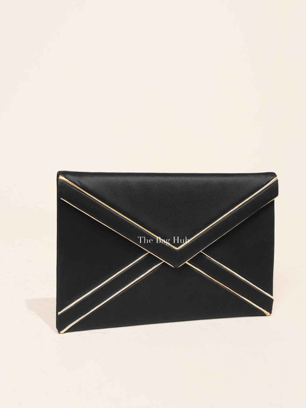 Saint Laurent Black Fabric Envelope Clutch Bag