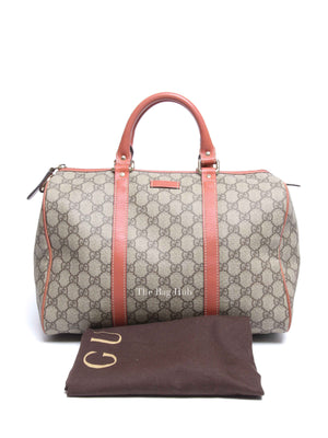 Gucci Beige/Pink Canvas GG Supreme Medium Joy Boston Bag