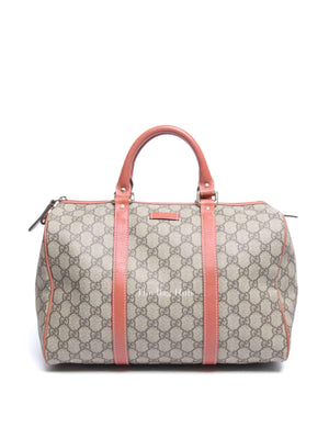 Gucci Beige/Pink Canvas GG Supreme Medium Joy Boston Bag