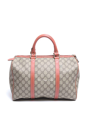 Gucci Beige/Pink Canvas GG Supreme Medium Joy Boston Bag