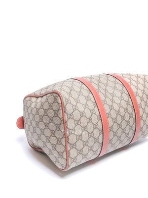 Gucci Beige/Pink Canvas GG Supreme Medium Joy Boston Bag