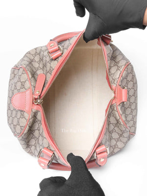 Gucci Beige/Pink Canvas GG Supreme Medium Joy Boston Bag