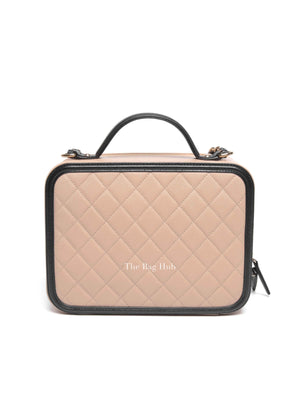 Chanel Beige Black Caviar Quilted Filigree Vanity Large Bag