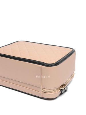 Chanel Beige Black Caviar Quilted Filigree Vanity Large Bag