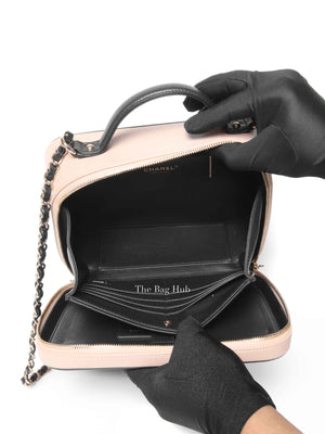 Chanel Beige Black Caviar Quilted Filigree Vanity Large Bag