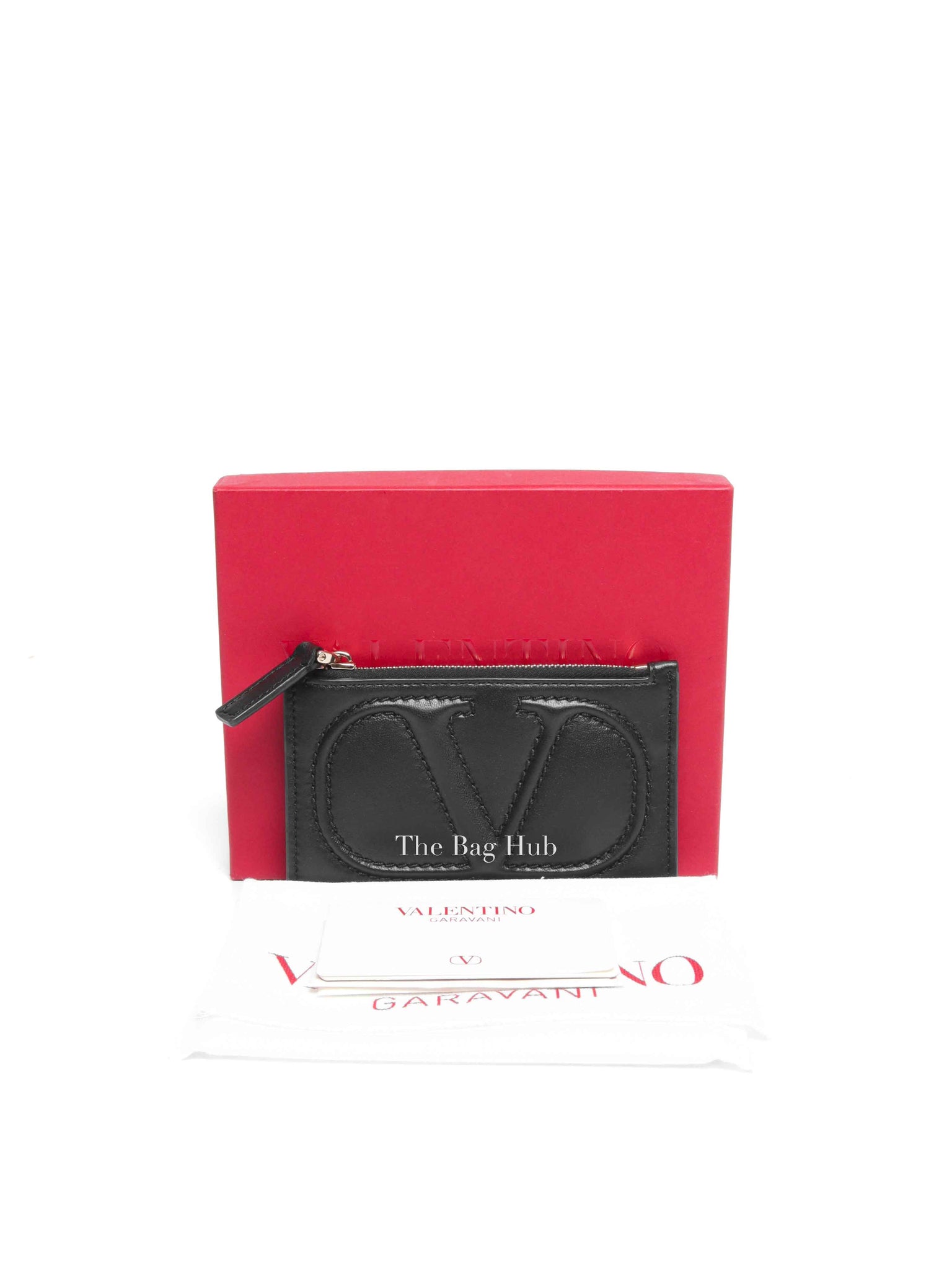 Valentino Garavani Black Vlogo Leather Card Holder