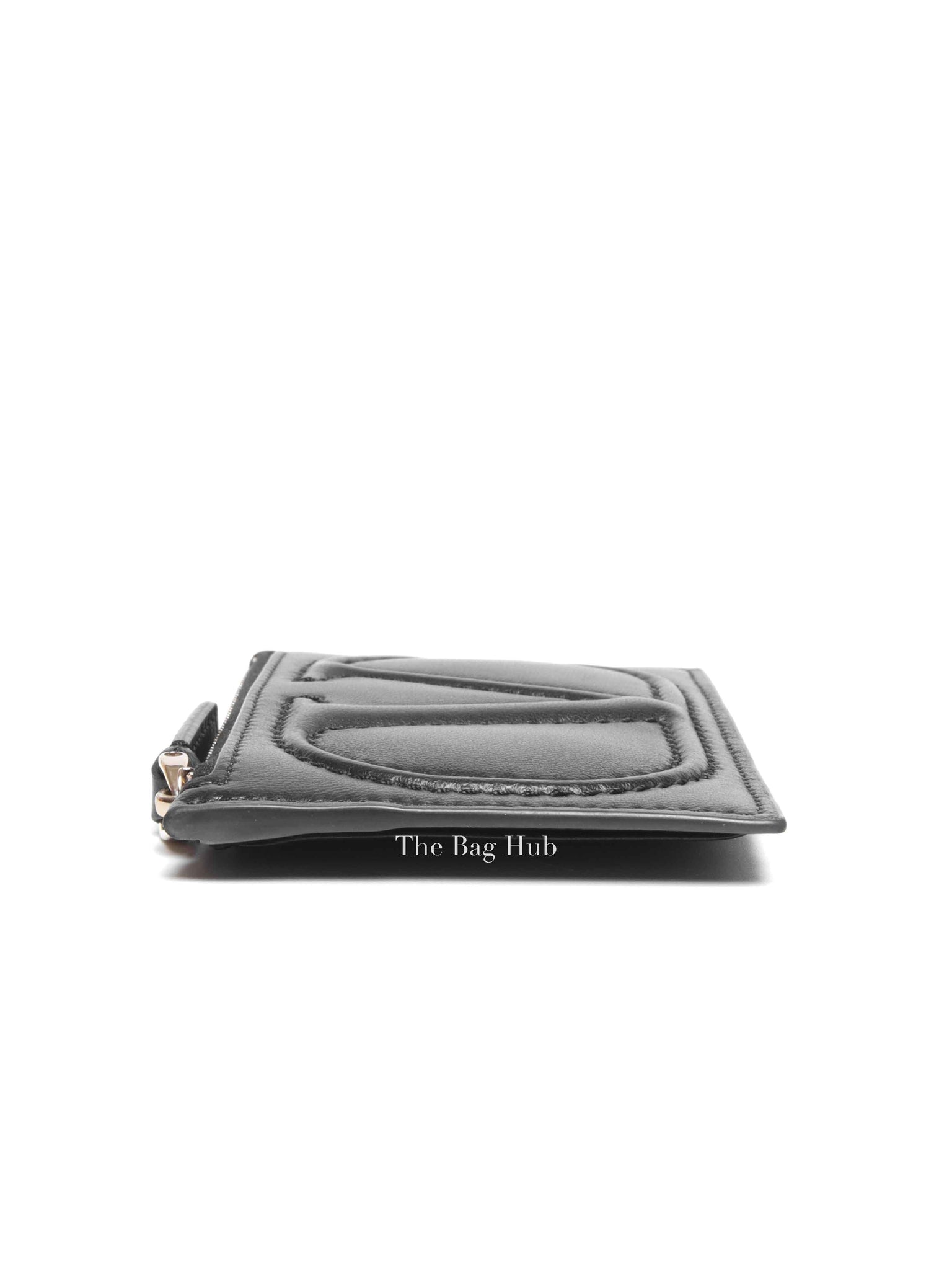 Valentino Garavani Black Vlogo Leather Card Holder