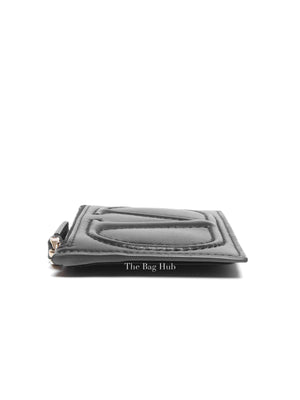 Valentino Garavani Black Vlogo Leather Card Holder