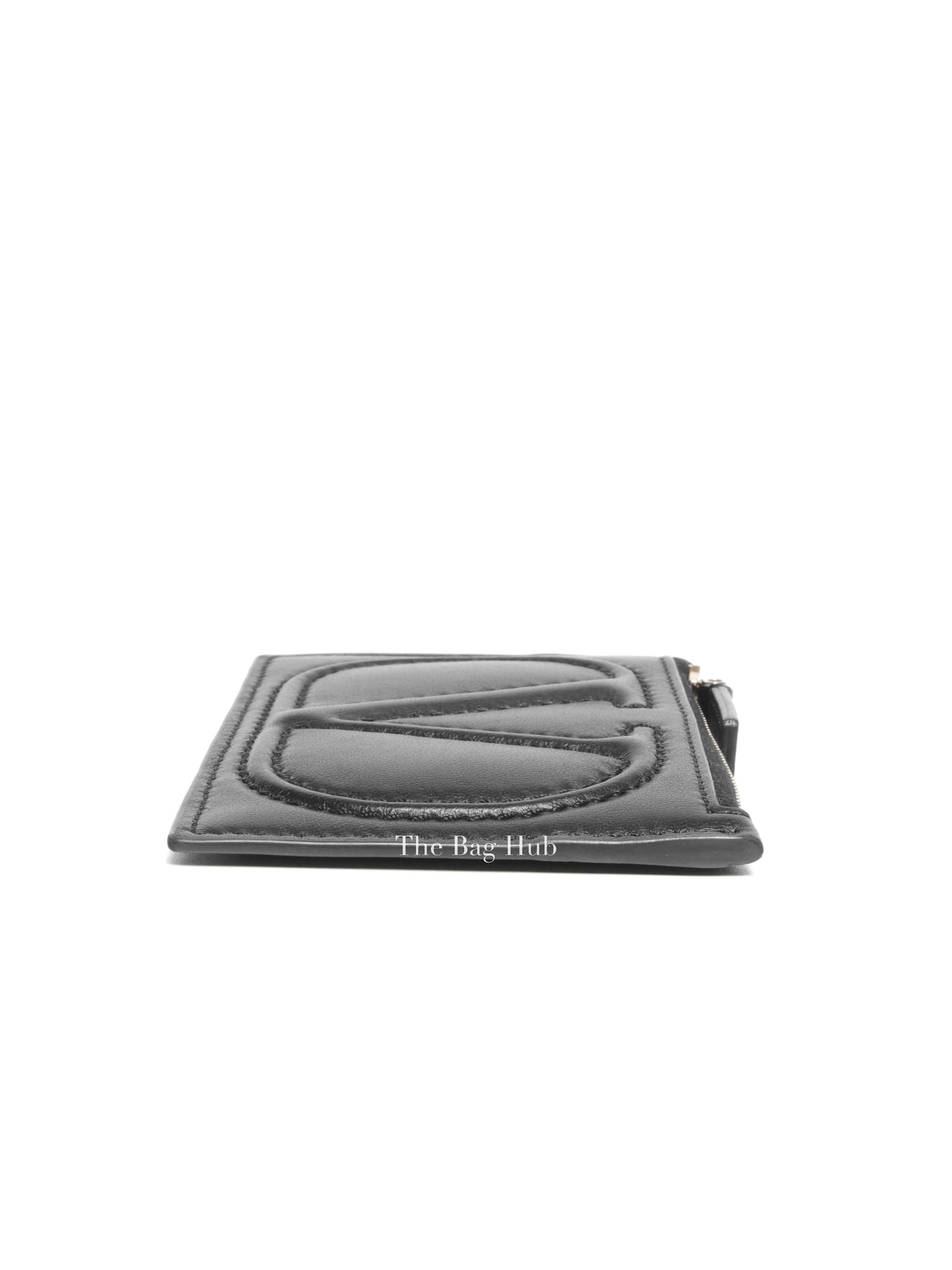Valentino Garavani Black Vlogo Leather Card Holder