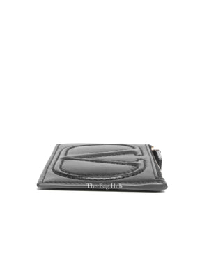Valentino Garavani Black Vlogo Leather Card Holder