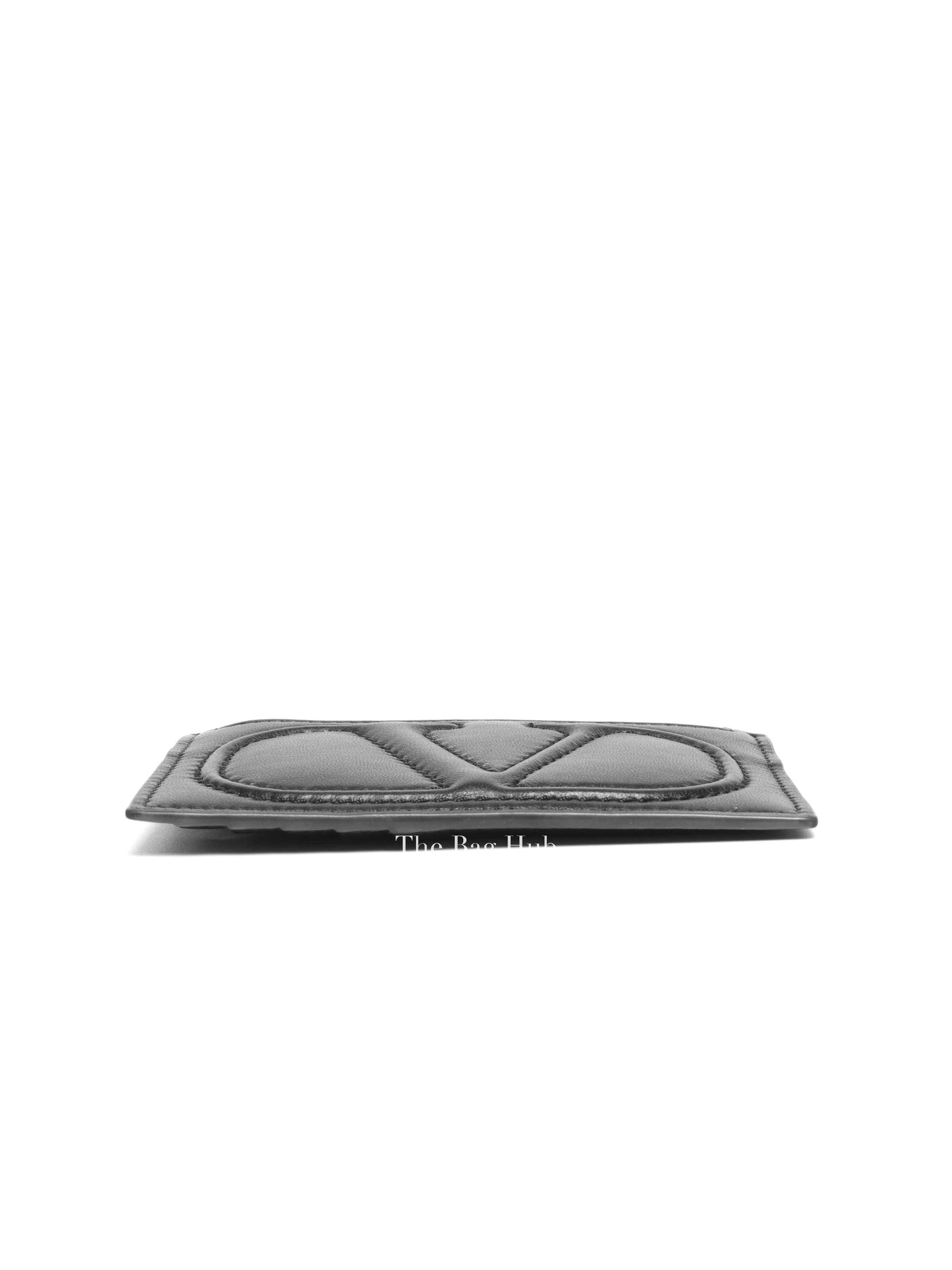 Valentino Garavani Black Vlogo Leather Card Holder