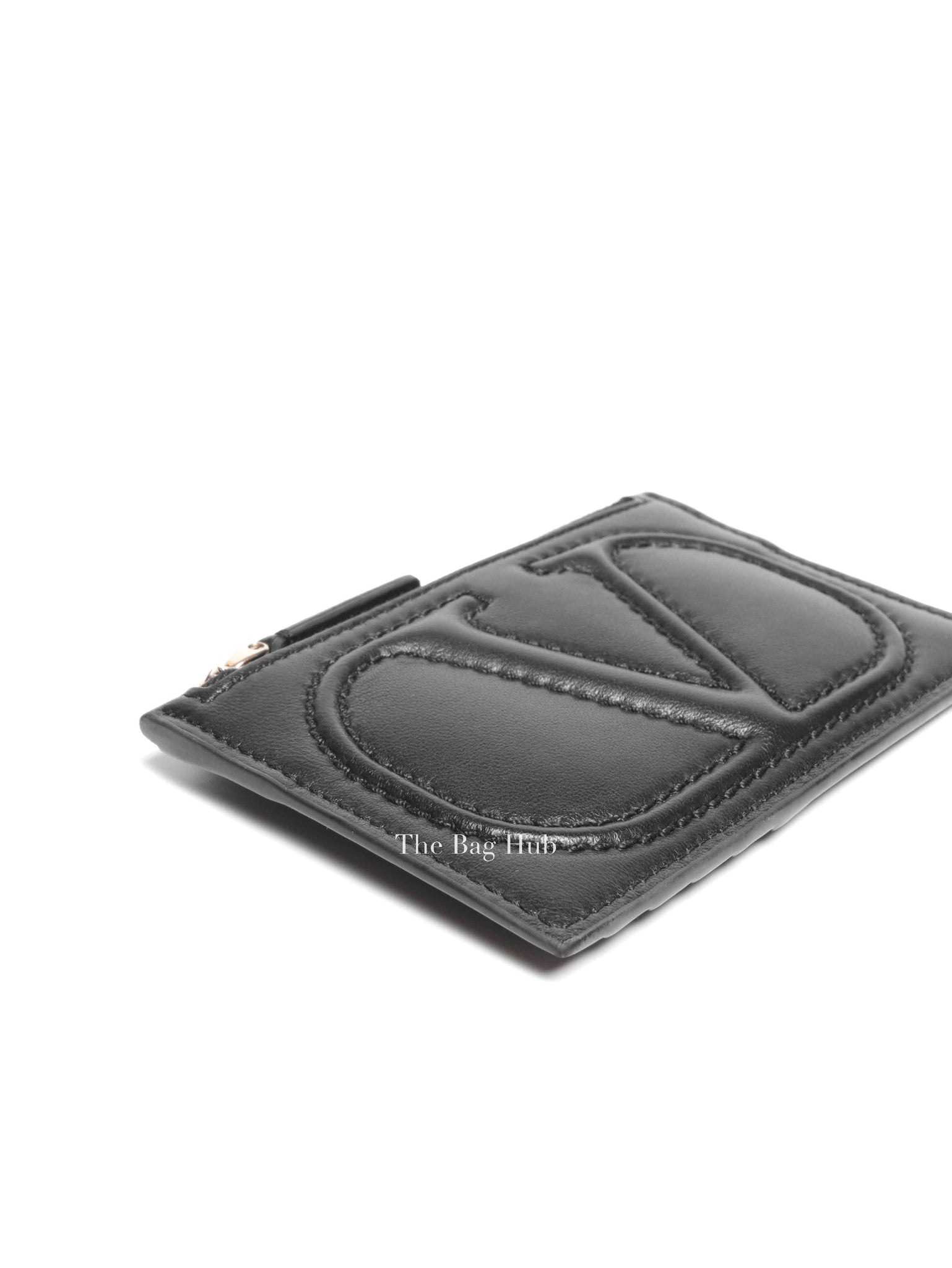 Valentino Garavani Black Vlogo Leather Card Holder