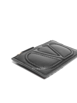 Valentino Garavani Black Vlogo Leather Card Holder