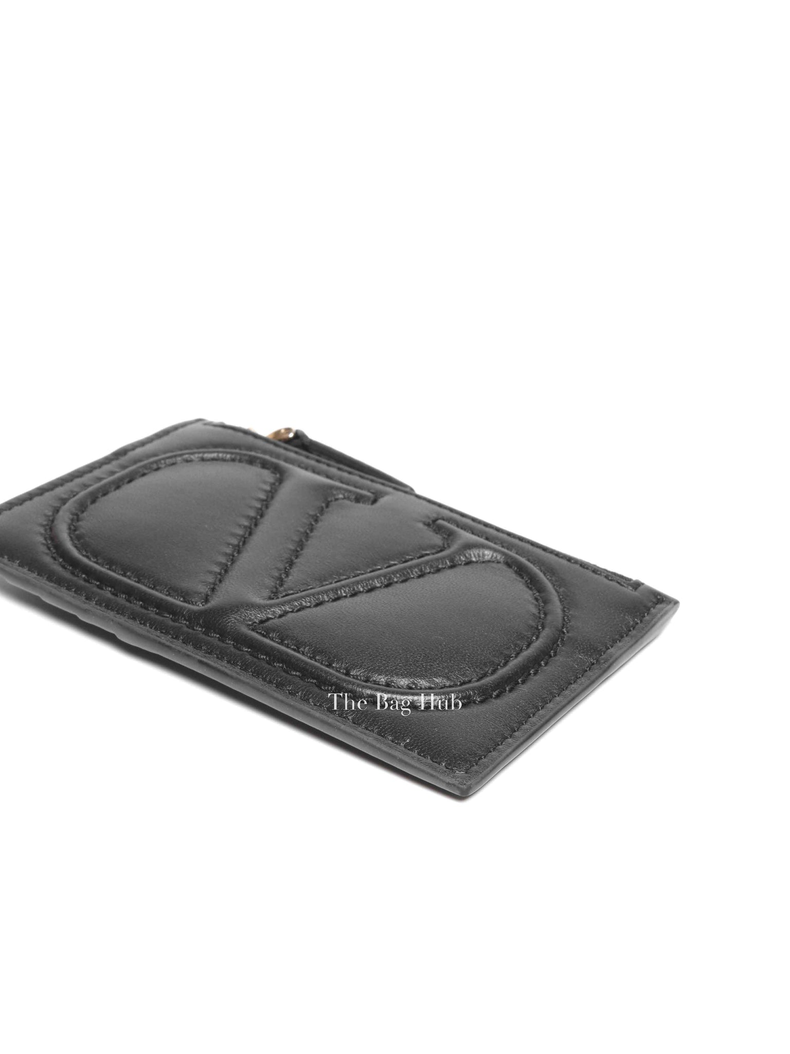 Valentino Garavani Black Vlogo Leather Card Holder