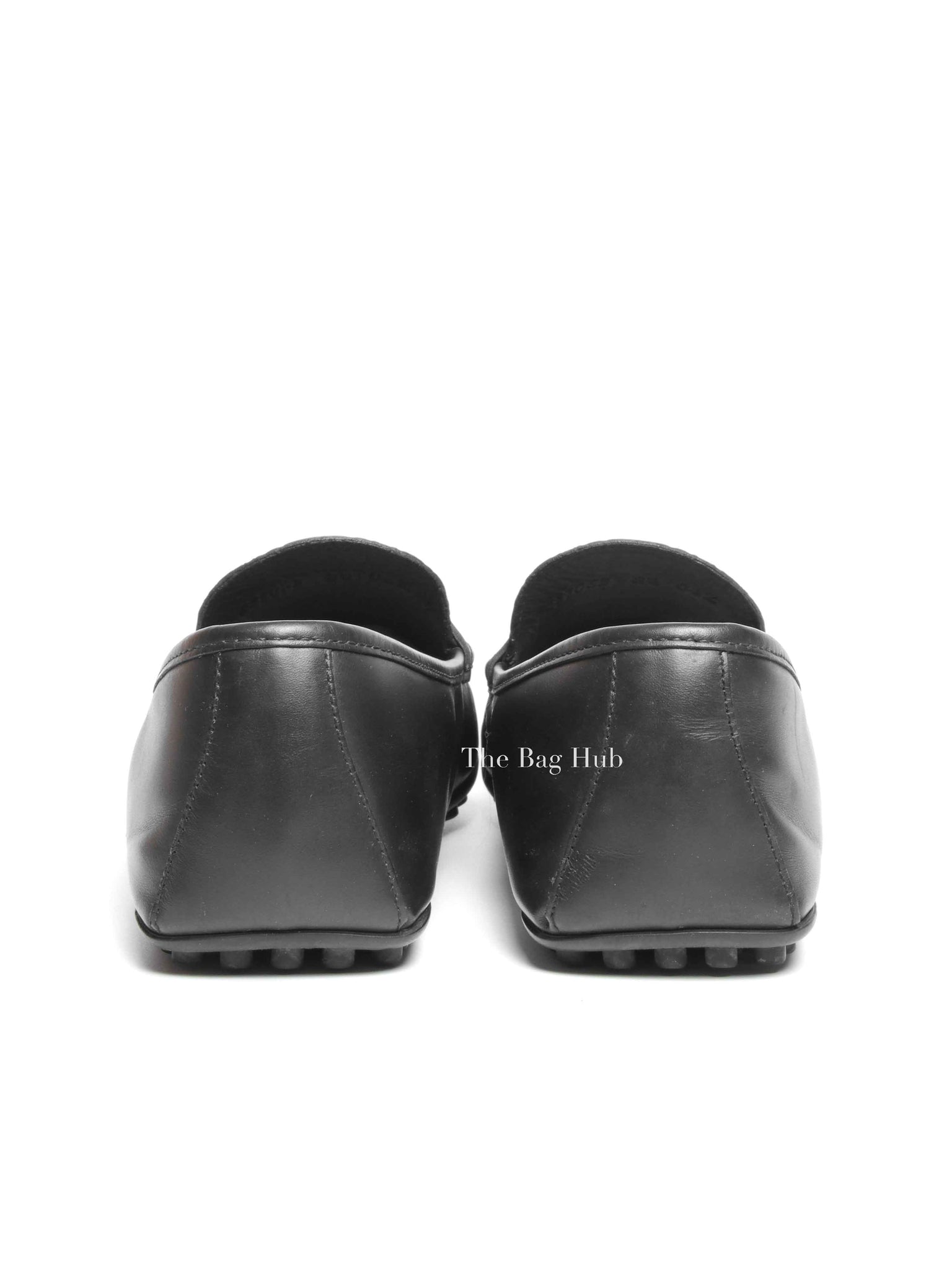 Gucci Black Calfskin Guccissima Mens Driver Loafers Size 8.5