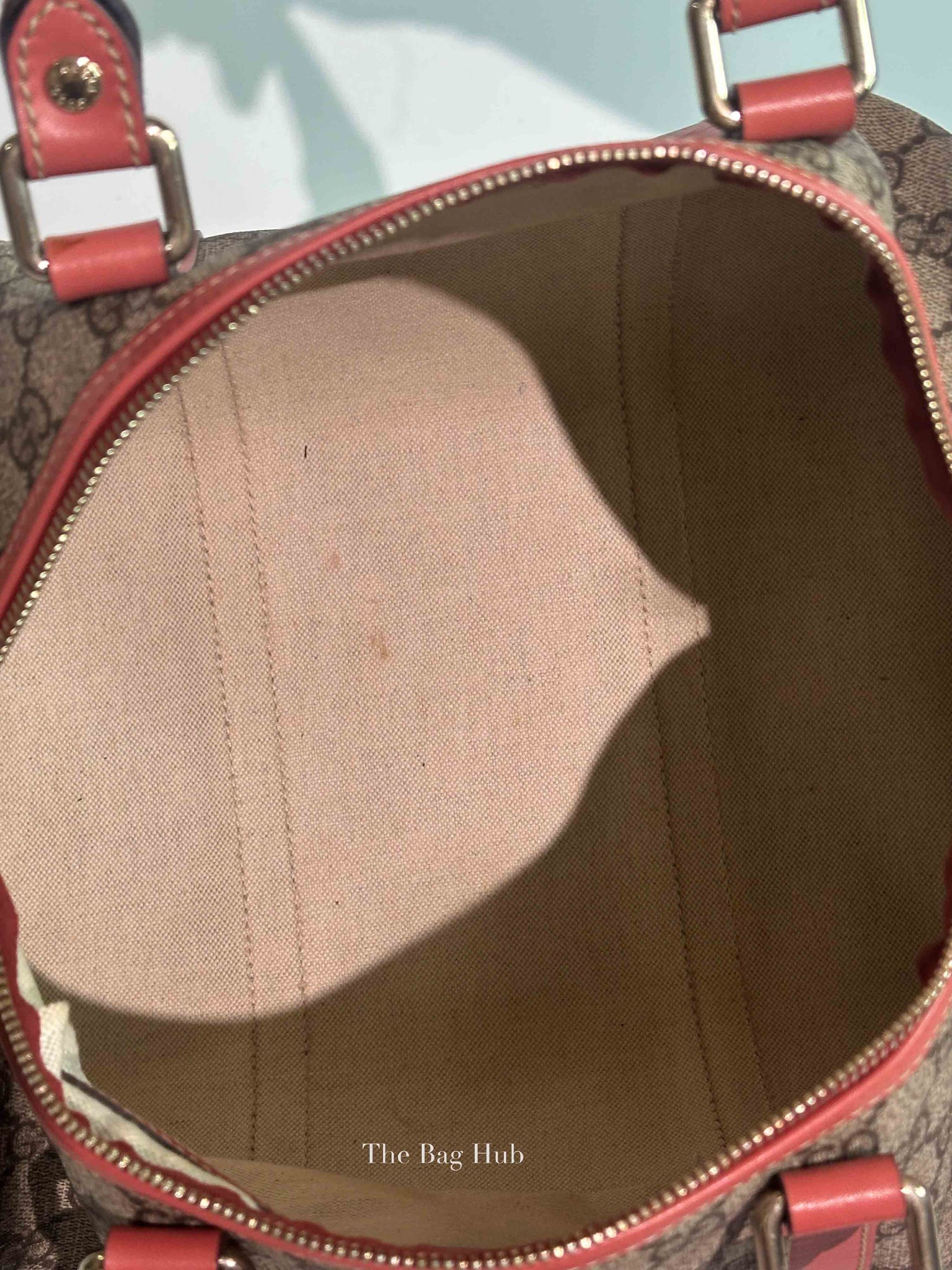 Gucci Beige/Pink Canvas GG Supreme Medium Joy Boston Bag