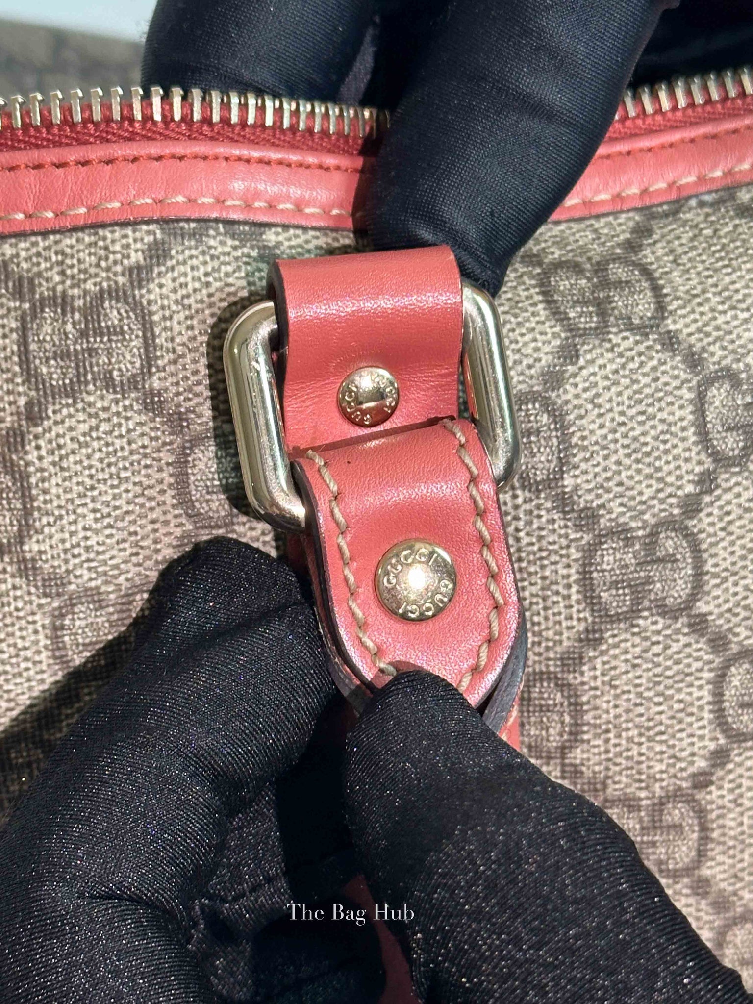 Gucci Beige/Pink Canvas GG Supreme Medium Joy Boston Bag