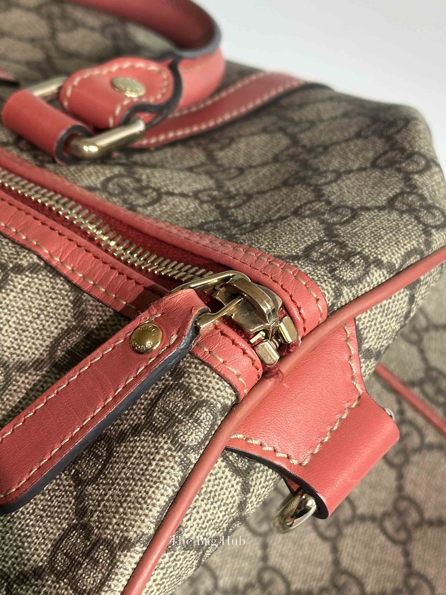 Gucci Beige/Pink Canvas GG Supreme Medium Joy Boston Bag