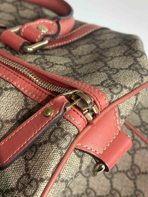 Gucci Beige/Pink Canvas GG Supreme Medium Joy Boston Bag