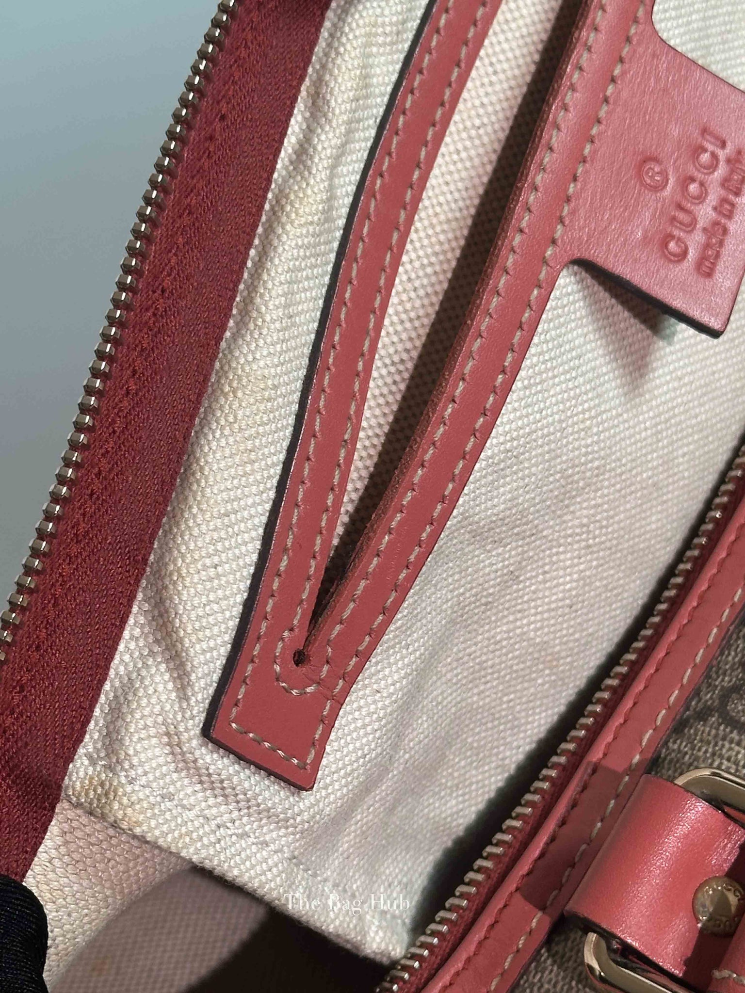 Gucci Beige/Pink Canvas GG Supreme Medium Joy Boston Bag