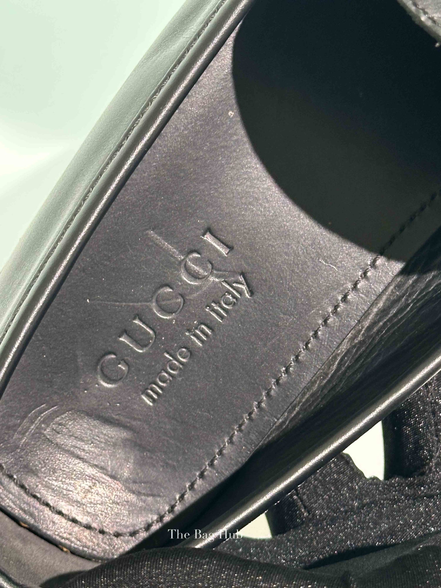 Gucci Black Calfskin Guccissima Mens Driver Loafers Size 8.5