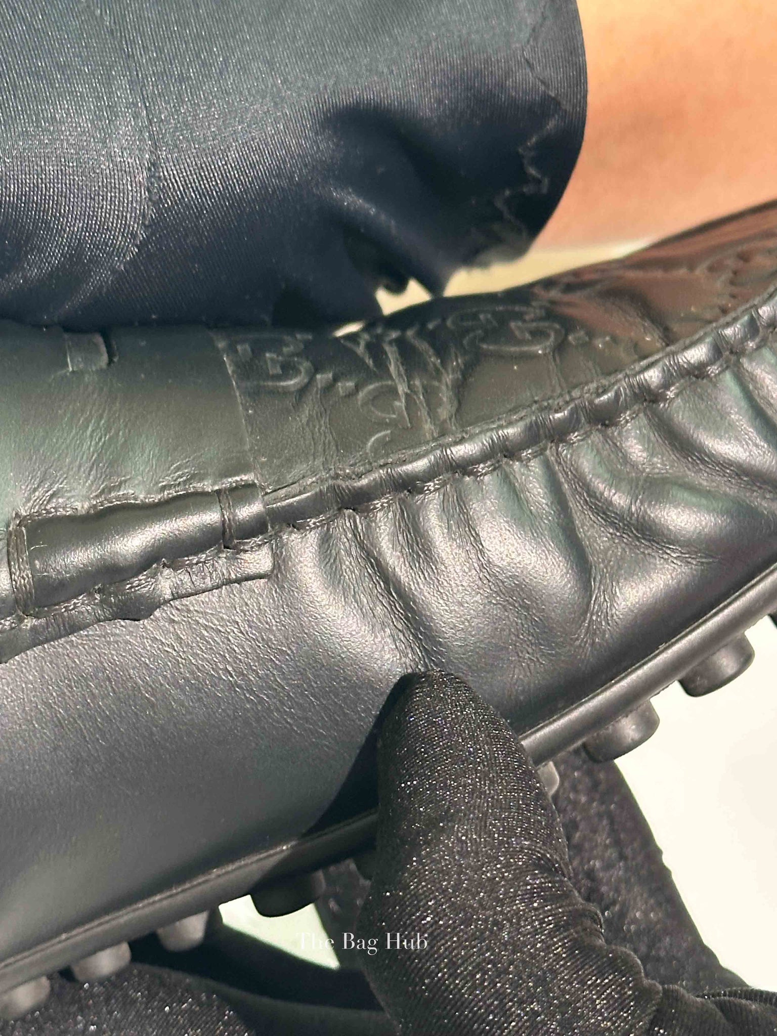 Gucci Black Calfskin Guccissima Mens Driver Loafers Size 8.5