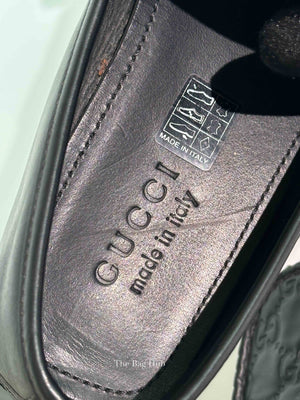 Gucci Black Calfskin Guccissima Mens Driver Loafers Size 8.5