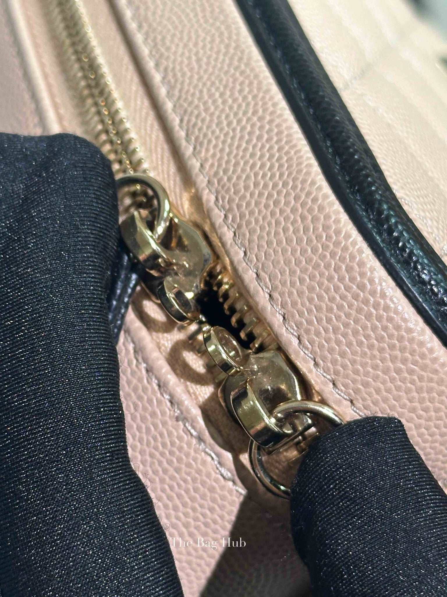 Chanel Beige Black Caviar Quilted Filigree Vanity Large Bag
