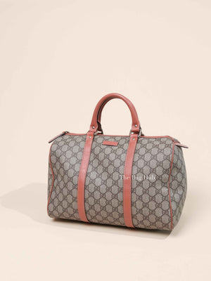 Gucci Beige/Pink Canvas GG Supreme Medium Joy Boston Bag