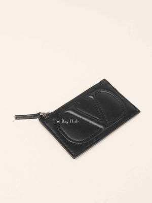 Valentino Garavani Black Vlogo Leather Card Holder